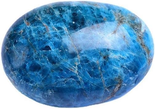 Natural Blue Apatite Palm Stone Healing Crystal Quartz Gemstone Worry Pocket Stone Reiki Balancing Irregular Shaped Sphere (Blue Apatite 100-200grams)