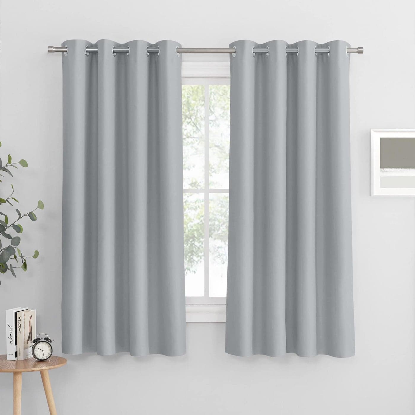 PONY DANCE Silver Grey Thermal Curtains Drapes for BedroomLiving Room Blackout Energy Saving Privacy Protection Light Blocking Curtains with Eyelet 46 x 60 Inch Width x Length