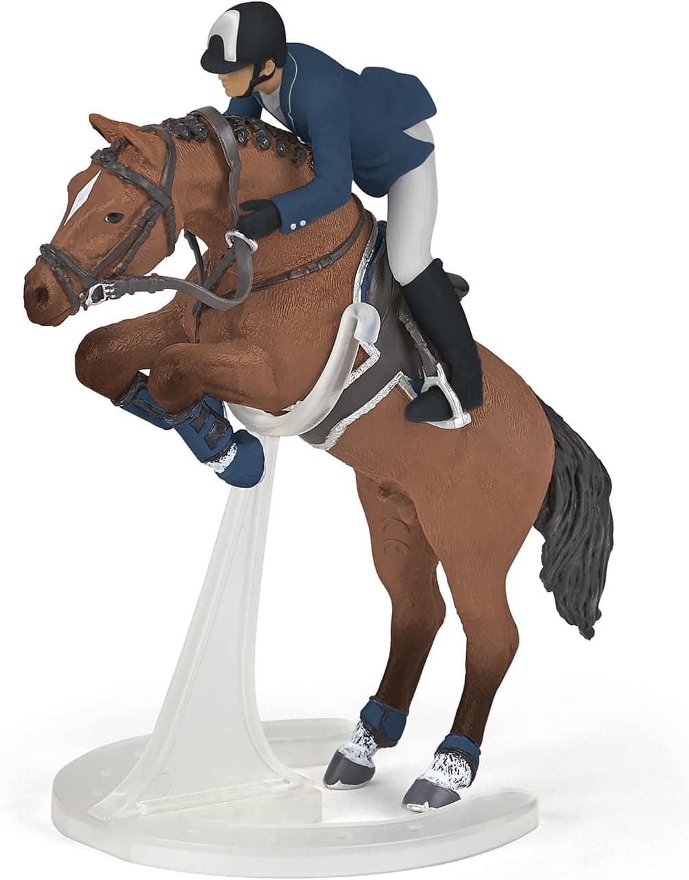 Papo Jumping Horse With Rider Toy Figure Navy