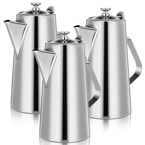 Honeydak 3 Pcs Stainless Steel Pitcher with Lid 2 Liter Stainless Steel Kettle Metal Cold Water Pitcher Large Capacity Tea Kettle Jug Beverage Dispenser with Handle for Home Restaurant Office (Sliver)