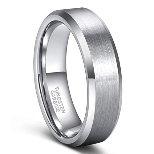 Frank S.Burton 6mm Silver Tungsten Carbide Ring for Him and Her Matte Promise Rings for Couples Size 7