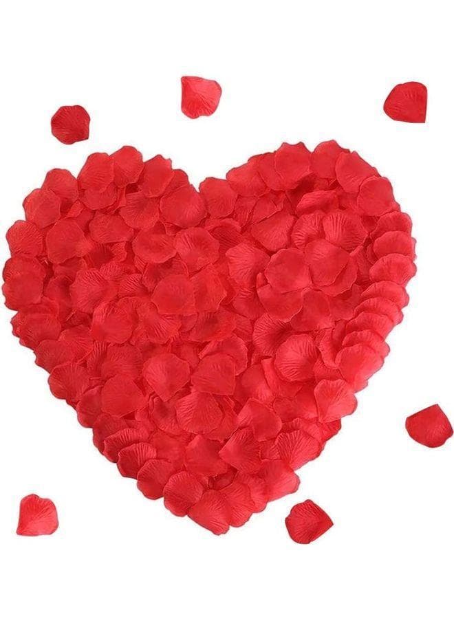 1000-Piece Artificial Silk Rose Petals Romantic Decoration Red