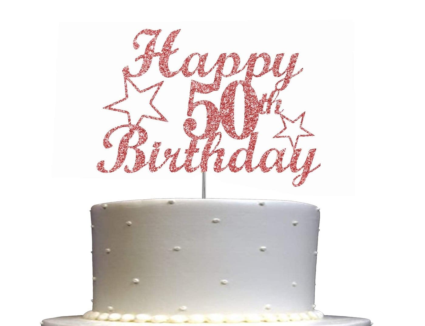 Festiko®50 Birthday Rose Gold Glitter Cake Topper, 50th Party Decorations Ideas, Sturdy Doubled Sided Glitter