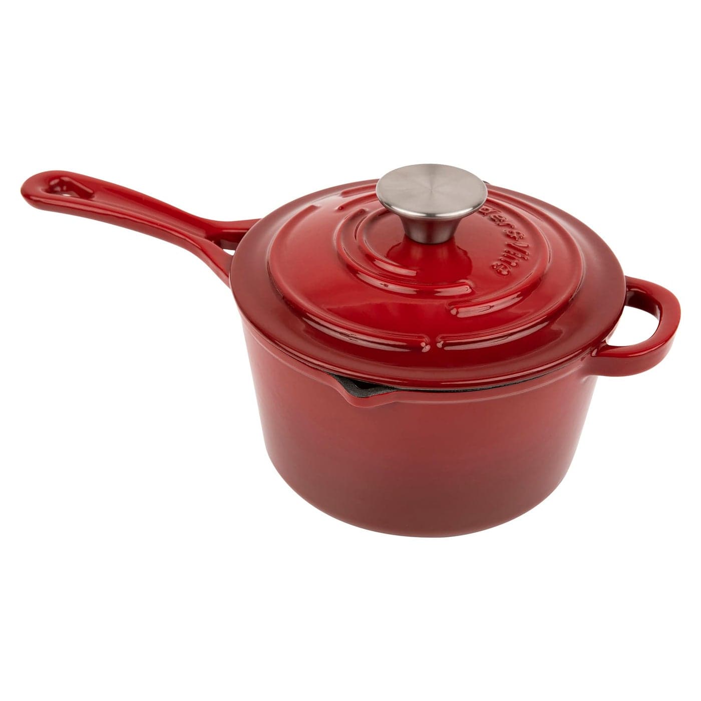 Larder Vine Enameled Cast Iron Saucepan 22 qt Sauce Pan with Lid Saucepan with Pour Spouts Enameled Cast Iron Pot Compatible on All Cooktops Oven Safe to 500 F Cabernet