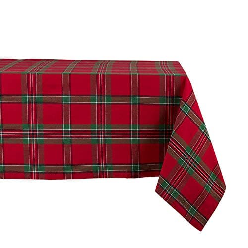 DII Farmhouse Christmas Plaid Dining Table & Kitchen Décor, Holiday Tablecloth, 60x84, Red & Green