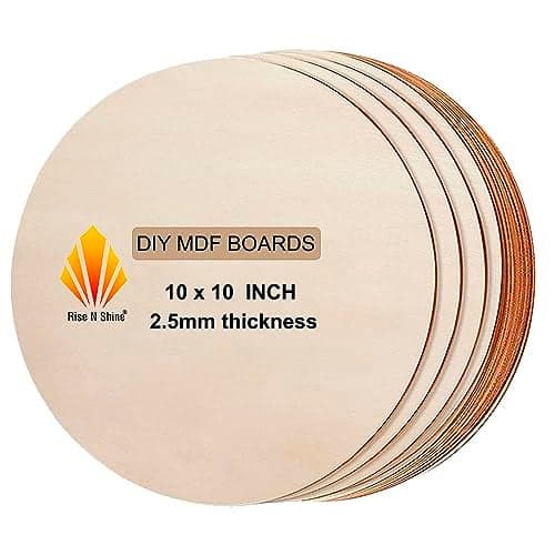 Rise n Shine MDF Board Cutouts - 10 Inch 2.5mm Thick Circle Boards Set Of 10 | MDF Board for Lippan Art, Resin, Mandala, Painting & Art and Craft | Premium Round Pine Wood Slices for Artists and Students