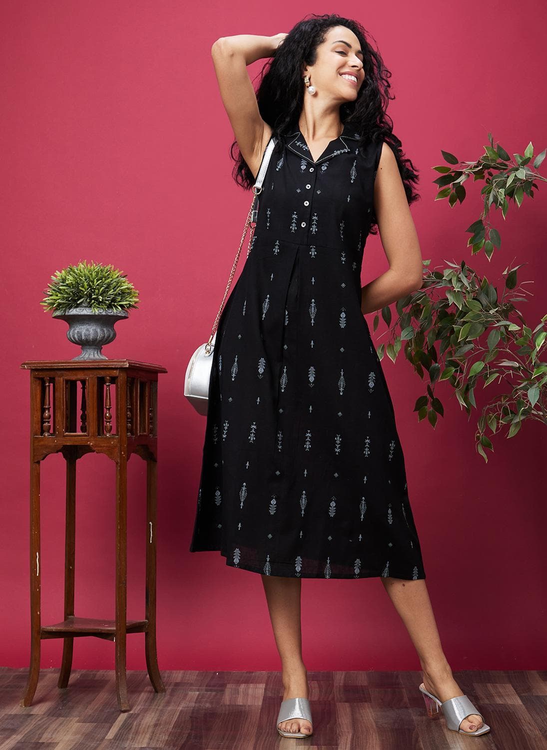 Globus Women Ethic Motif Printed A Line Midi Dress