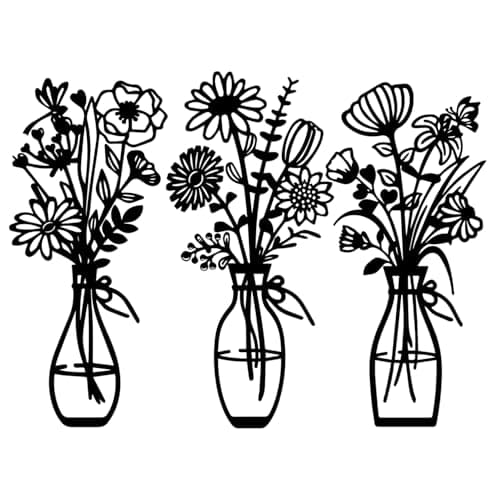 Metal Flowers Wall Art Decor Rustic Farmhouse Black Floral Wall Decor for Bathroom Living Room Bedroom Home Art