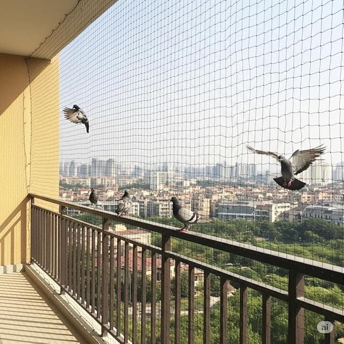 Voosoto Pigeon Nets for Balconies (7 x 12 Ft - White) Anti Bird Pigeons Control Net, Heavy Duty HDPE Mesh Net for Balconies, Installation Kit Included