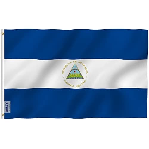 Anley Fly Breeze 3x5 Foot Nicaragua Flag Vivid Color and Fade proof Canvas Header and Double Stitched Nicaraguan National Flags Polyester with Brass Grommets 3 X 5 Ft