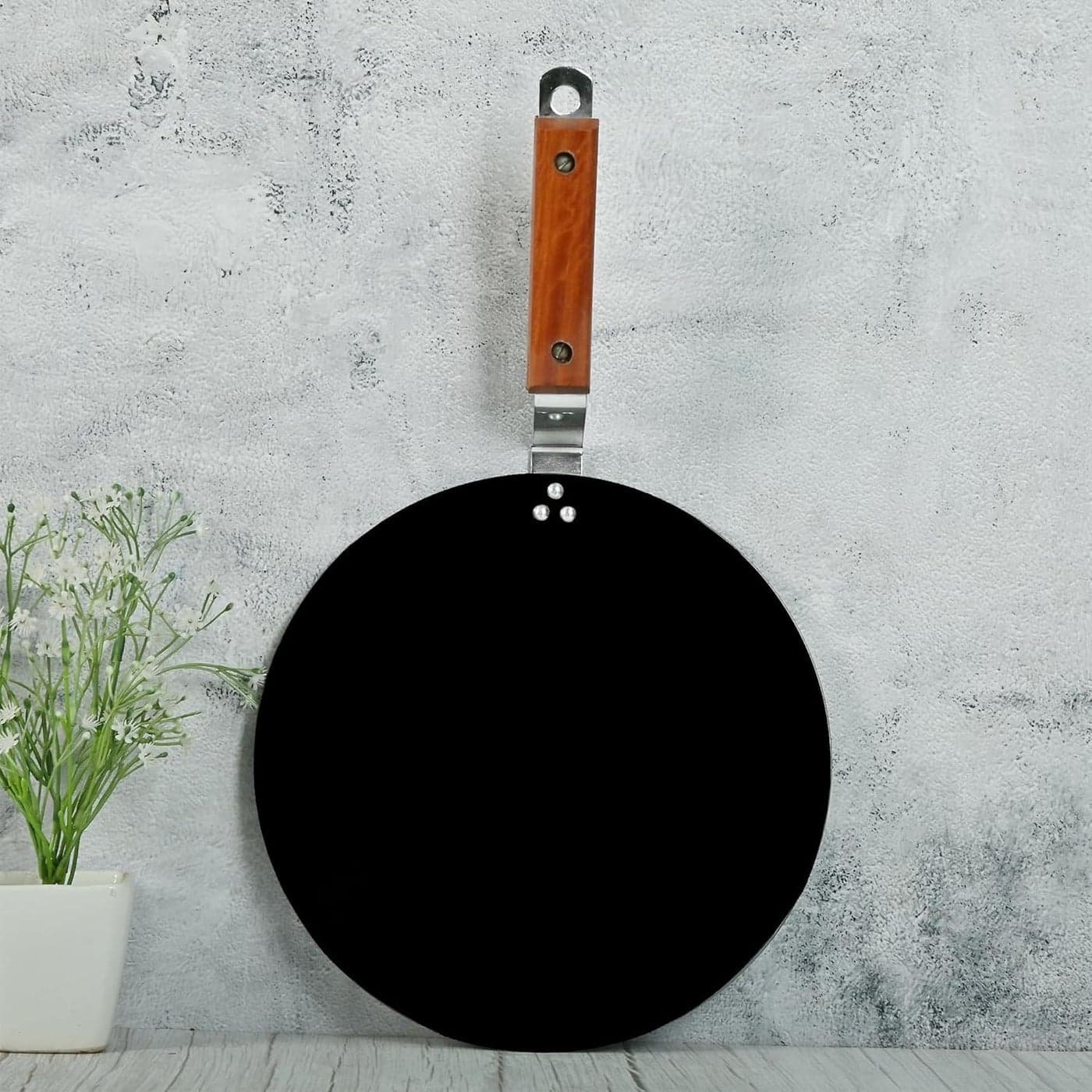 Femora 10 inchs Iron Concave Tawa with Wooden Handle Tawa for Roti Gas Stovetop Compatible Pack of 1