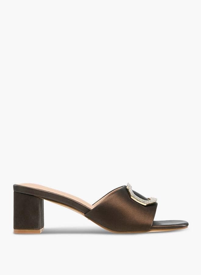 Flora Bella Embellished Slip-On Sandals With Block Heels