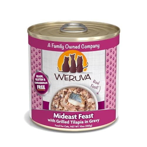 Weruva Classic Cat Food, Mideast Feast with Grilled Tilapia in Gravy, 10oz Can (Pack of 12)
