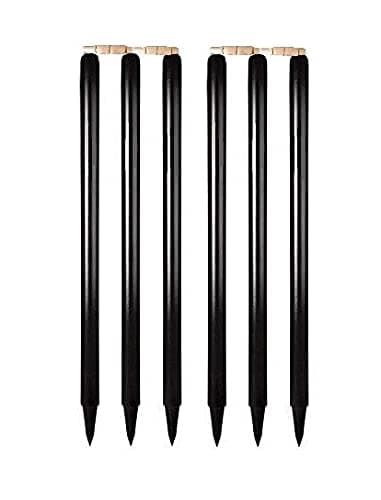 TT Wooden Cricket Stumps Black ColorSet of 6 Four Balls