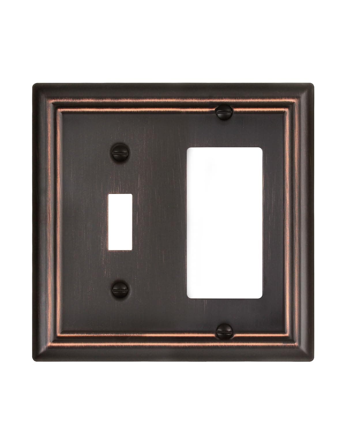 ZILLSEA Metal Wall Plates, Decorative Switch Plates and Outlet Covers (Aged Bronze/1 Toggle/1 Decorator 1 Pack)