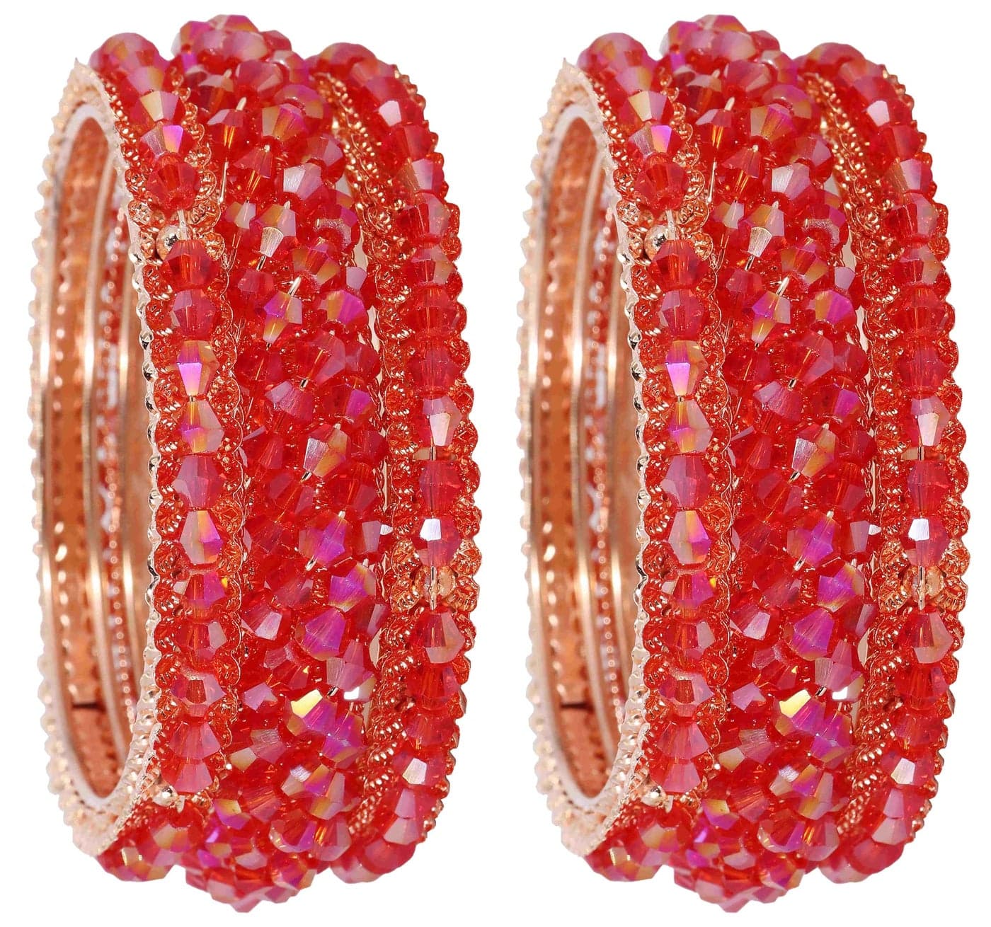 NMII Stylish Pearls Alloy Metal Kada Bangles Set For Women and Girls | Fancy Metal Bangles | Trendy Design Bangles For Girls | Wedding, Party, Shadi Fashion Jewellery Red bangles (MAH66-Red-2.8)