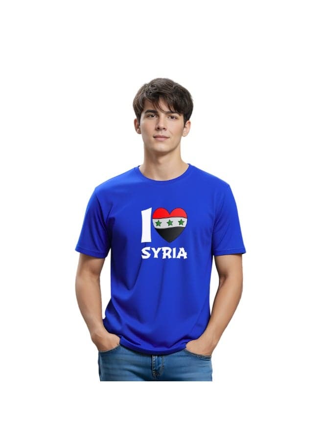 Syria Adult Mens T-Shirt–Comfortable And Soft Cotton Round Neck And Short Sleeve Tshirt-Perfect For Sports,Events And Casual Outings — L