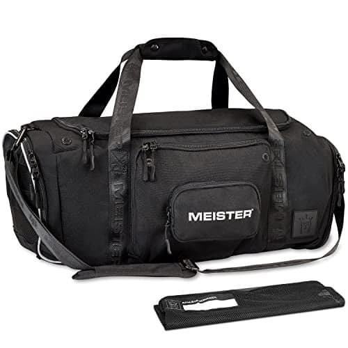 Meister Brawler Gym Bag for Fighters wZipOut WrapHamper Wash Bag Shoe Locker Black 22 x 10 x 11 40L Capacity Duffel Bag