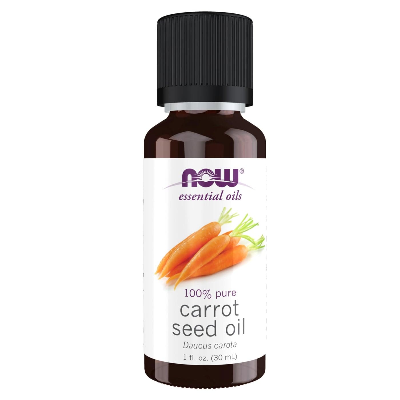 NOW Essential Oils, Carrot Seed Oil, Grounding Aromatherapy Scent, Steam Distilled, 100% Pure, Vegan, Child Resistant Cap, 1-Ounce