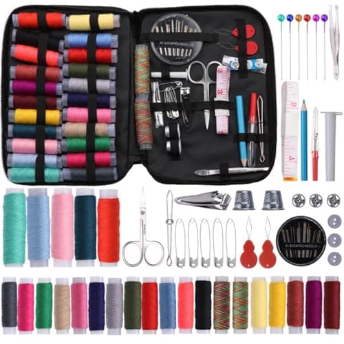 FunBlast 97 Pcs Sewing Kit, Needle and Thread Box, Small & Portable Travel Sewing Kits Box, Tailoring Accessories, Emergency Stitching Kit, Travel Sewing Box, Stitching Items Box for Home, Ladies