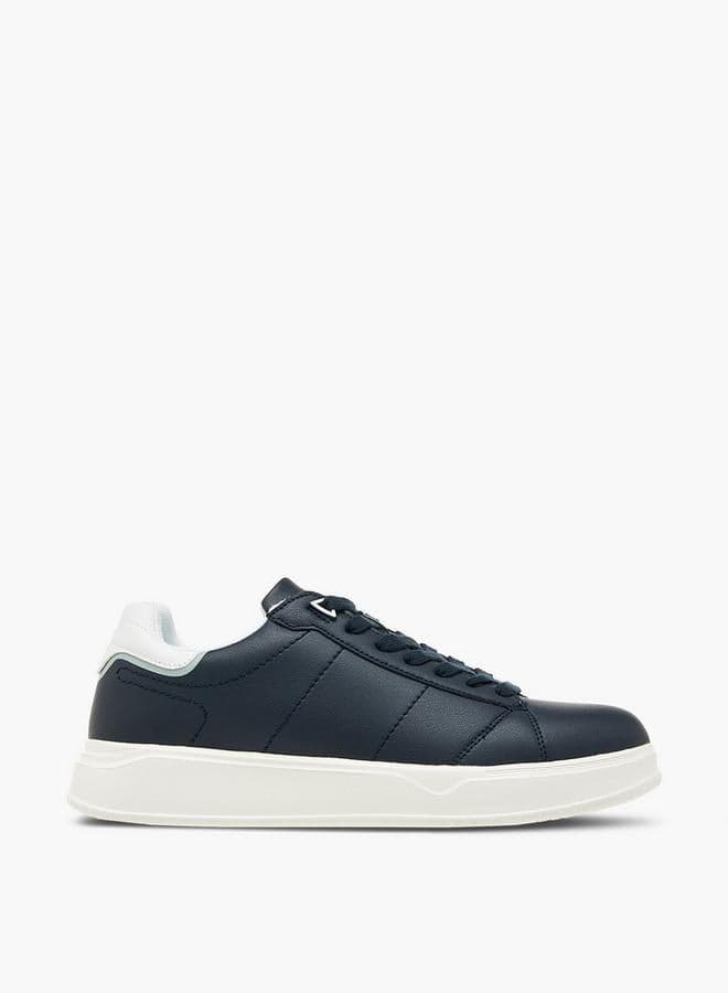 Men's Solid Ankle Sneakers with Lace-Up Closure