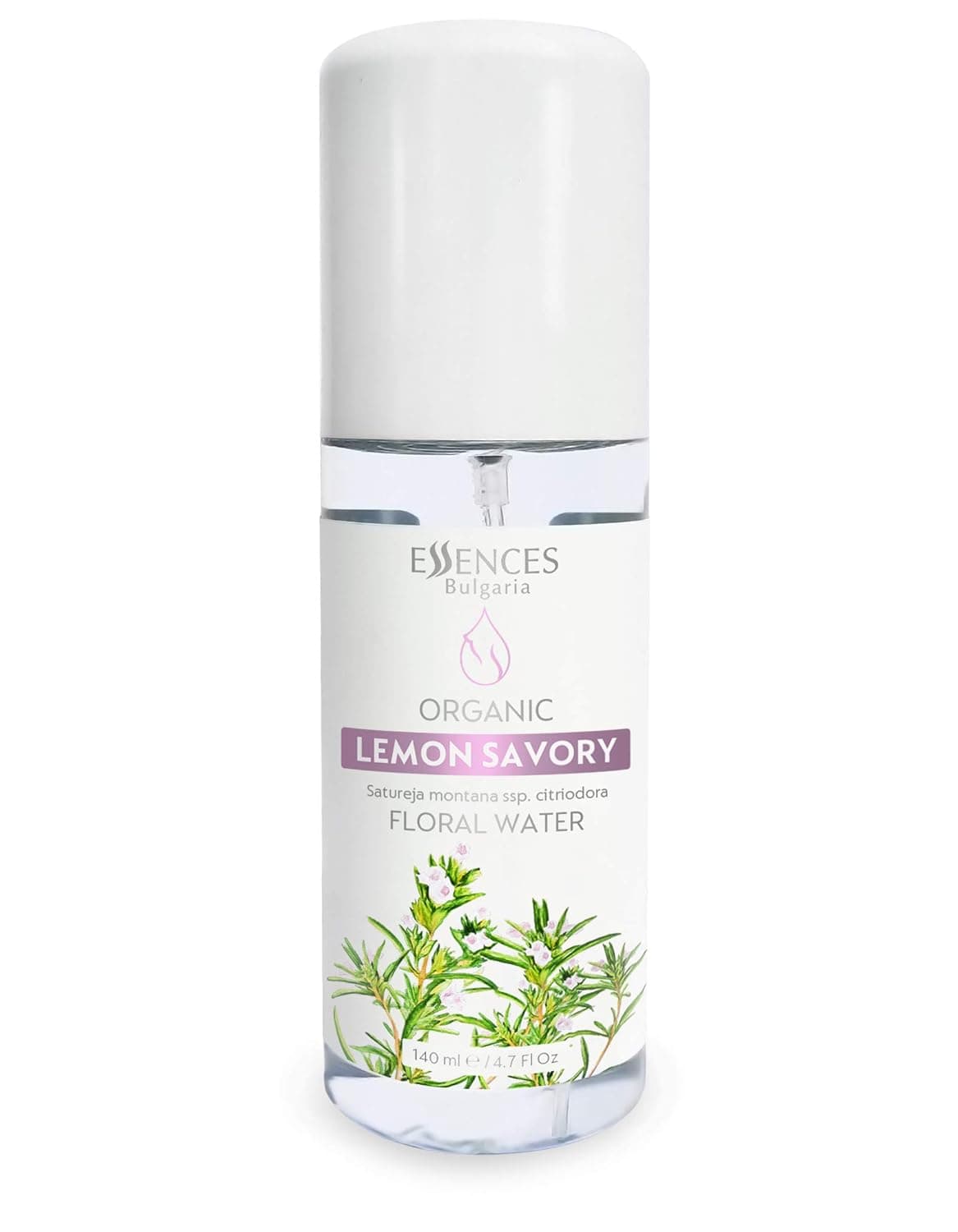 Essences Bulgaria Organic Lemon Savory Floral Water 47 Fl Oz 140ml Refreshing and Energizing Dry and Irritated Skin Pimples and Blackheads Beauty Mist AlcoholFree
