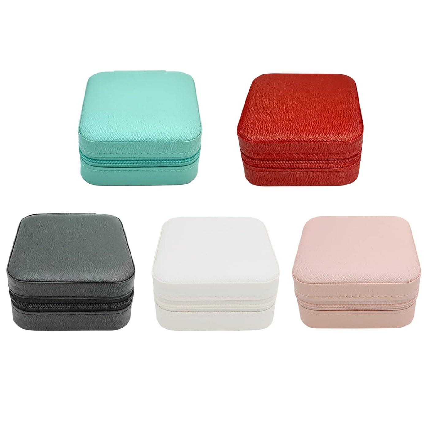 TRODANCE Mini Jewelry Case Small Travel Jewelry Organizer Portable Jewelry Box Mini Storage Organizer Display Box For Rings Earrings Necklaces 5Color5pcs