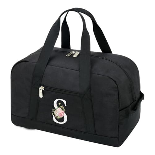 CALLPIONEER Small Gym Bag for Women Letter Style Small Duffle Bag for Travel Sport Carry on BagBlackLetter S
