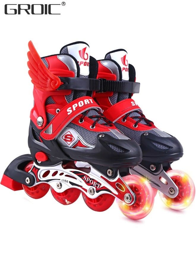 Adjustable Toddler Kids Roller Skates with Light Up Wheels,Professional Inline Skating Shoes, 8 Lighting Wheel Comfort Skate Shoes,Kids Roller Skates