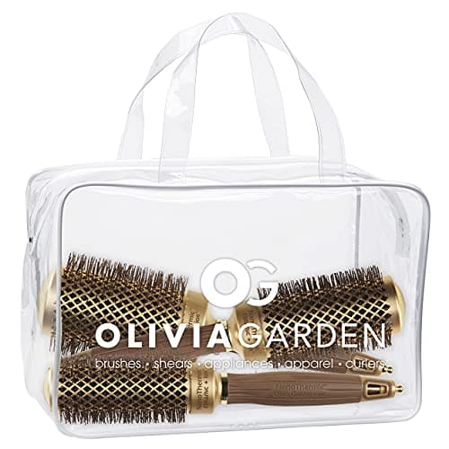 Olivia Garden NanoThermic Ceramic Ion Round Thermal Hair Brush Not Electrical Professional Blowout Brush for Normal to Thick Hair NT34 NT44 NT54