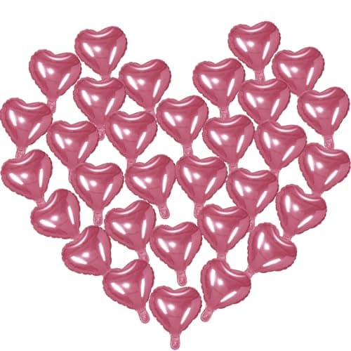 Raiten 100 Pcs Heart Foil Balloons 10 Inch Heart Romantic Love Shaped Balloons Valentine Decorations for Valentines Day Wedding Proposal Birthday PartyPink