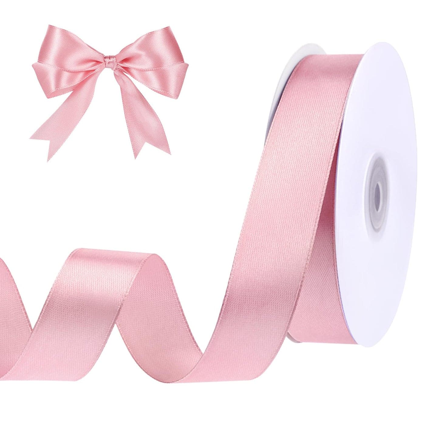 woric Pink Ribbon 1 Inch 50 Yards Pink Bows Satin Ribbon Valentine Ribbon for Leis Hair Garland Crafts Garden Decor Baby Shower Valentines Day Gift Wrapping Wedding Decorations