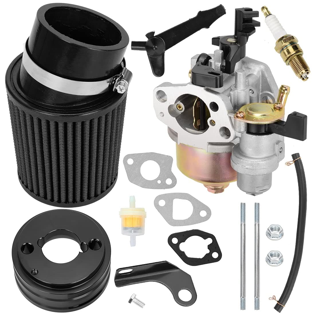 FVRITO High Performance racing Upgraded Carburetor carb Filter adapter Kit for Predator 212cc 196cc 65hp ct200uex bt200x KT196 ct100x RT200 Hammerhead 80T Baja MB200 Mini Bike Go Kart Black