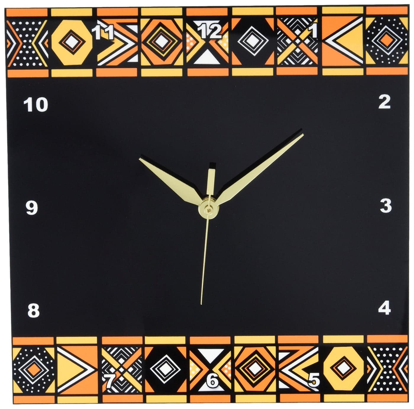 3dRose DPP_76554_1 Traditional African Pattern-Art of Africa Inspired by Zulu Beadwork Geometric Designs-Ethnic-Wall Clock, 10 by 10-Inch
