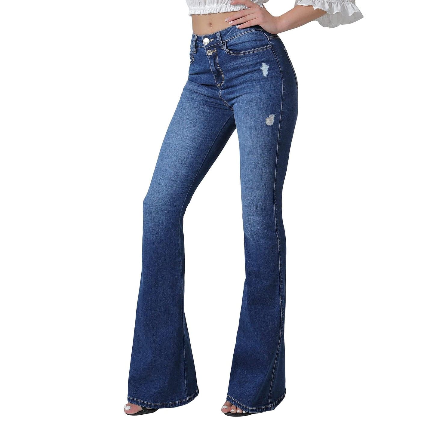 VIPONES Bell Bottom Jeans for Women High Waisted Bootcut Stretch Flare Blue Denim Pants 101Size 16