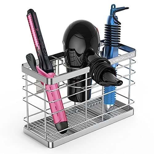 Vecallo Hair Dryer Holder - Hair Tool Organizer Wall Mount/Adhesive Blow Dryer Holder/Curling iron holder Cabinet Door Bathroom Organizer for Hair Dryer, Curling Wands, Hair Straighteners