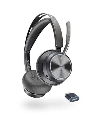 Poly - Voyager Focus 2 UC USB-C Headset (Plantronics) - Bluetooth Dual-Ear (Stereo) Headset with Boom Mic - USB-C PC/Mac Compatible - Active Noise Canceling - Works with Teams (Certified), Zoom & more