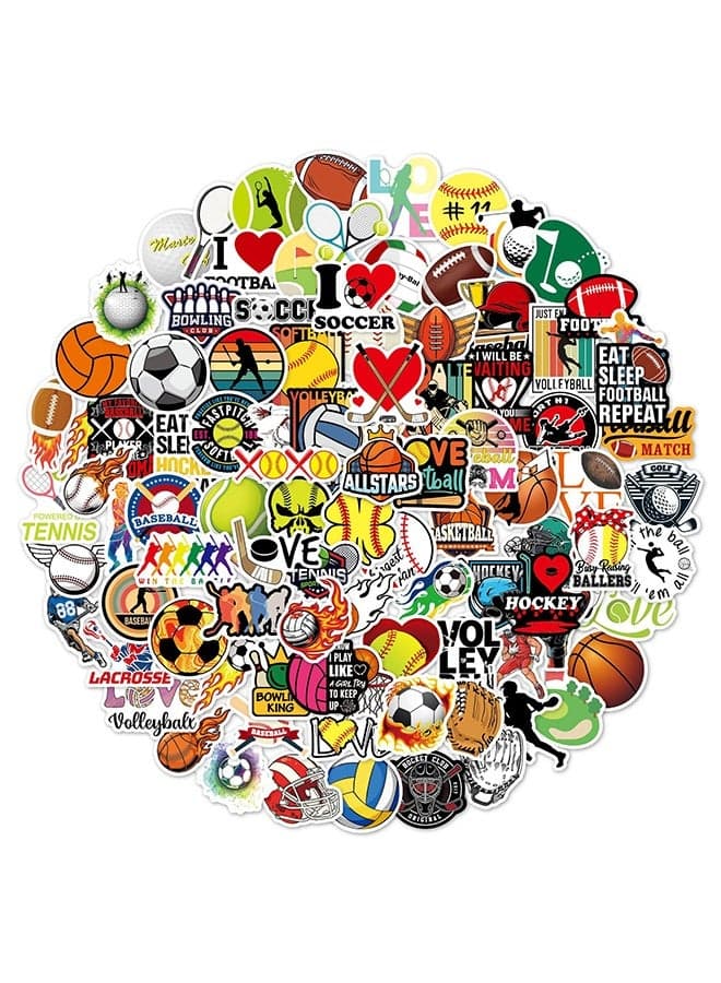 100pcs Sports Stickers, Basketball Stickers, Soccer Stickers, Baseball Stickers for Water Bottle, Laptop, Car, Bicycle, Kid's Gift