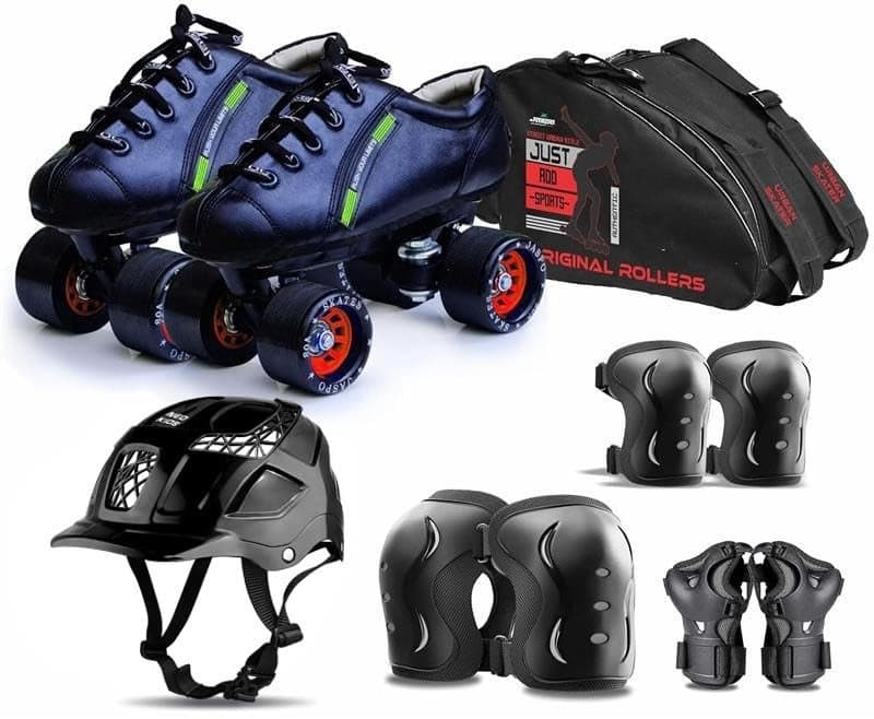 jaspo Kids Drift Pro Outdoor Wheel Shoe Skate Combo(Shoe Skates+ Helmet+Knee+Elbow+Wrist+Bag)(Size-5 Uk(Age 11-12 Yrs),Drift Pro),Multicolor