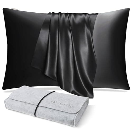 DISANGNI 100% Natural Mulberry Silk Pillow case for Hair and Skin with Hidden Zipper 22 Momme Both Sides Real Silk Pillow Case (1pc Queen Size 20x30 Black)