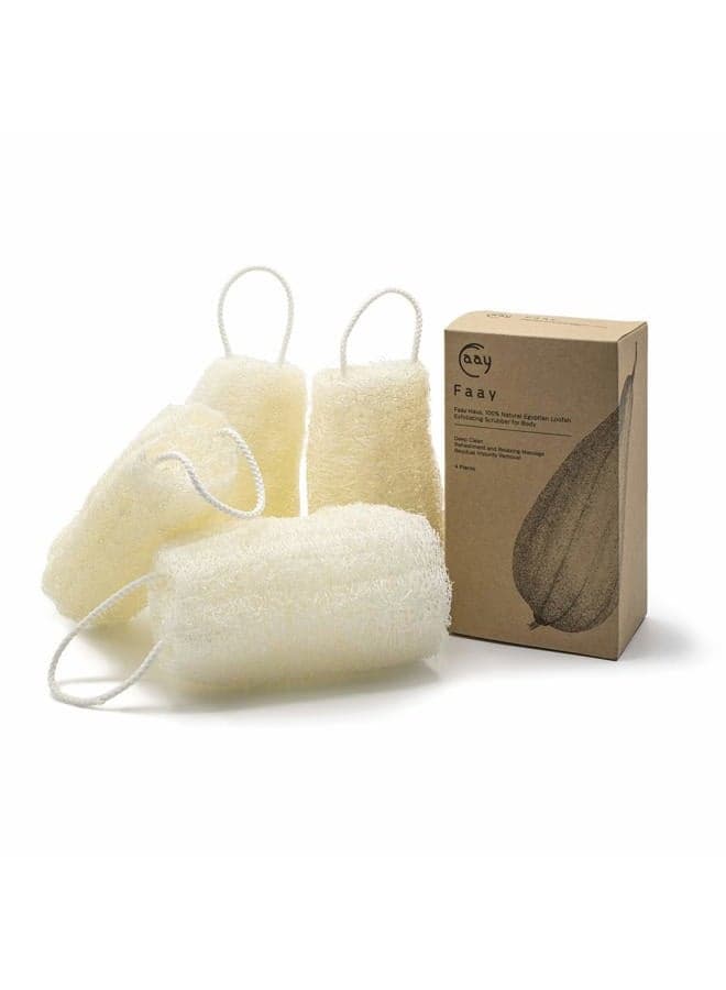 4 Pcs Premium Natural Exfoliating Loofah Sponge: 6" Eco-friendly Unbleached Luffa Body Scrubber Rejuvenating Your Skin for Men and Women. Paraben Free Bath Sponge, Shower Loofah