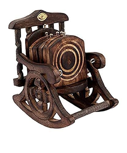 MITRIA TRADERS Wooden Antique Beautifull Miniature Rocking Chair Design Tea Coffee Coaster Set Cocktail//Drink//Home//Table//Room Decor SHOWPIECE//Decorative Item//Living Room/SHOWPIECE//Office/