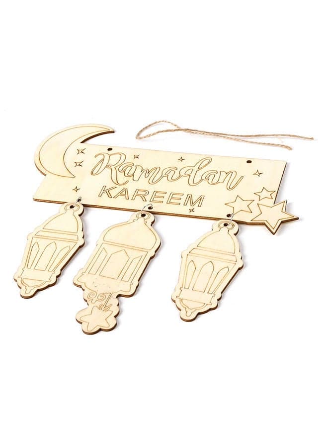 10-Pieces Wooden Ramadan Hanging Pendants With Ropes Beige 25.4x0.7x12.7centimeter