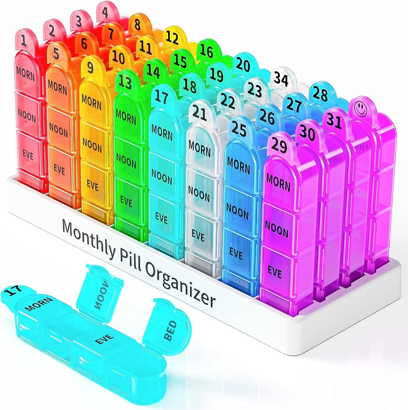 Monthly Pill Organizer for Adults - Rainbow