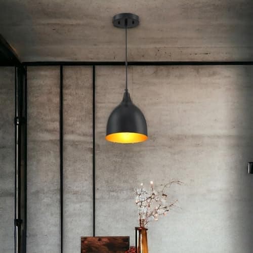 GreyWings Modern Hanging Pendant Light for Ceiling – Black Aluminium Dome, Antique Décor, E-27 Holder, (Bulb is not Included), Pack of 1
