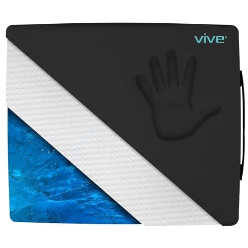 Vive Wheelchair Cushion Gel Seat Pad for Coccyx Orthopedic Back Support Sciatica Tailbone Pain Relief Waterproof Cover 4 Layer Foam Support and Comfort for Pressure Sores and Ulcers