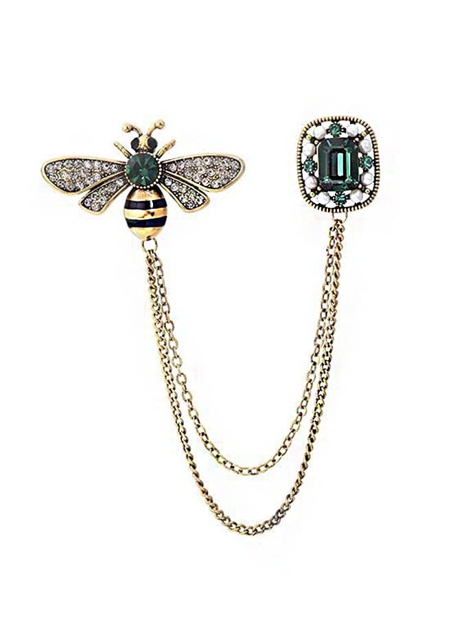 Bee Chain Brooch Anti Rust Fading Alloy Pin Corsage Scarf Clip for Women and Girls Blue