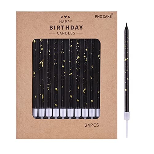 PHD CAKE Black Gold Long Thin Birthday Candles Cake Candles Birthday Parties Wedding Decorations Party Candles