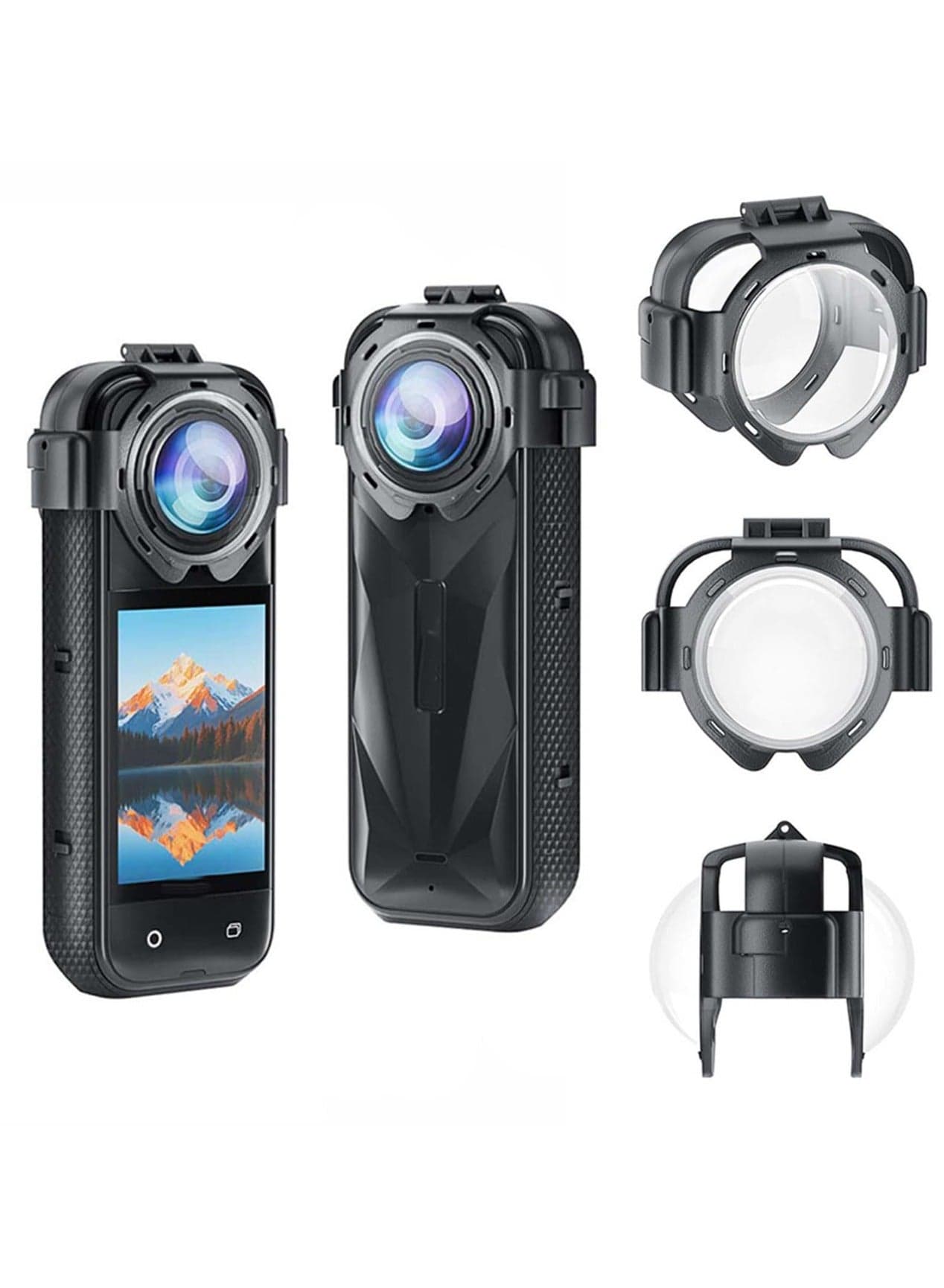 Lens Guard Cover Protector for Insta360 X5, Optical Glass Lens Cap Snap-on Protective Mirror Anti-Fog Anti-Scratch Lens Case Cover Frame for Insta 360 X5 Action Camera