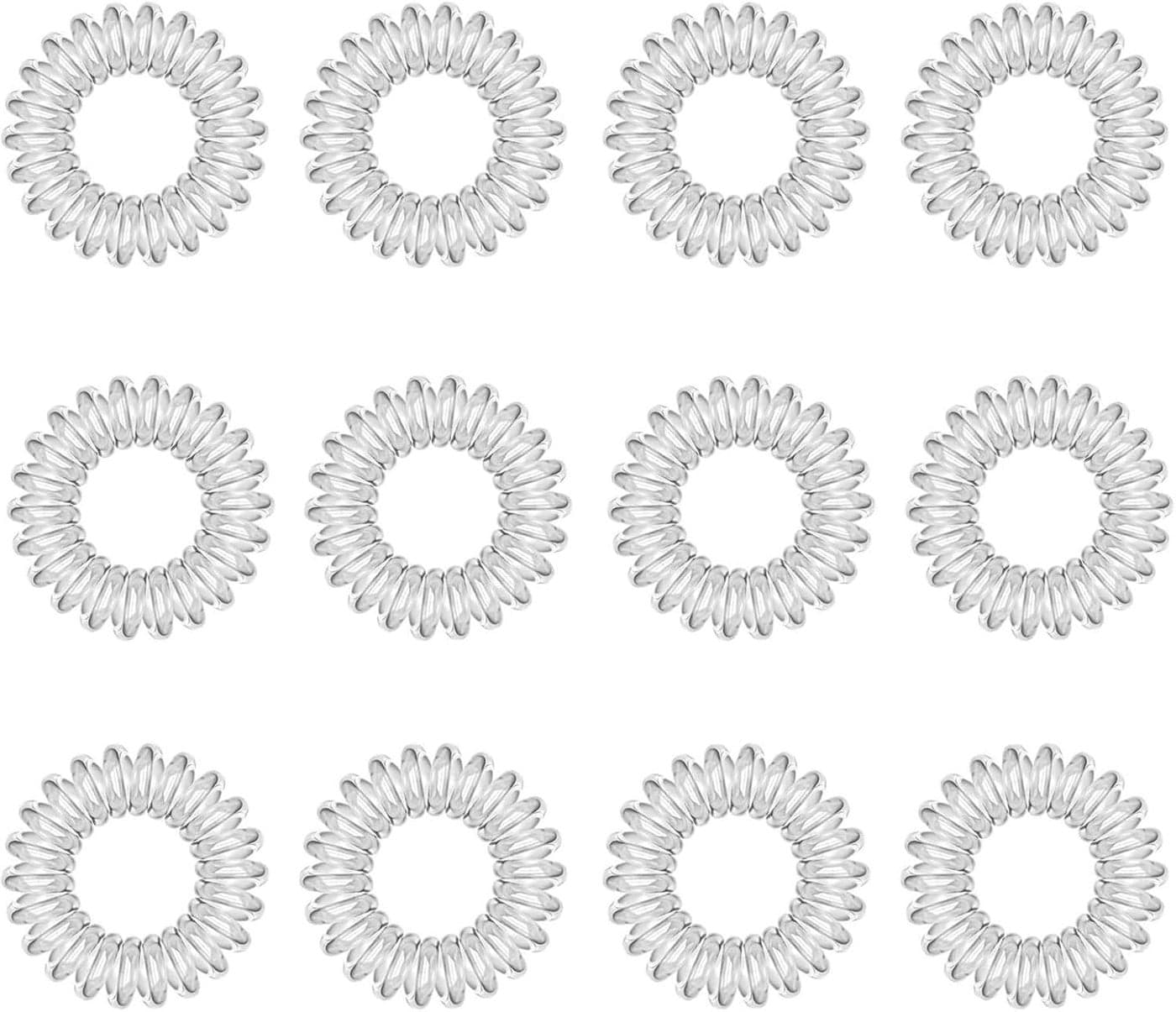 Spiral Hair Ties 12pcs Clear Plastic Hair Coil Bands Spiral Ponytail Holder Phone Cord Bobbles Bands Set for Women Girls Hair Accessories